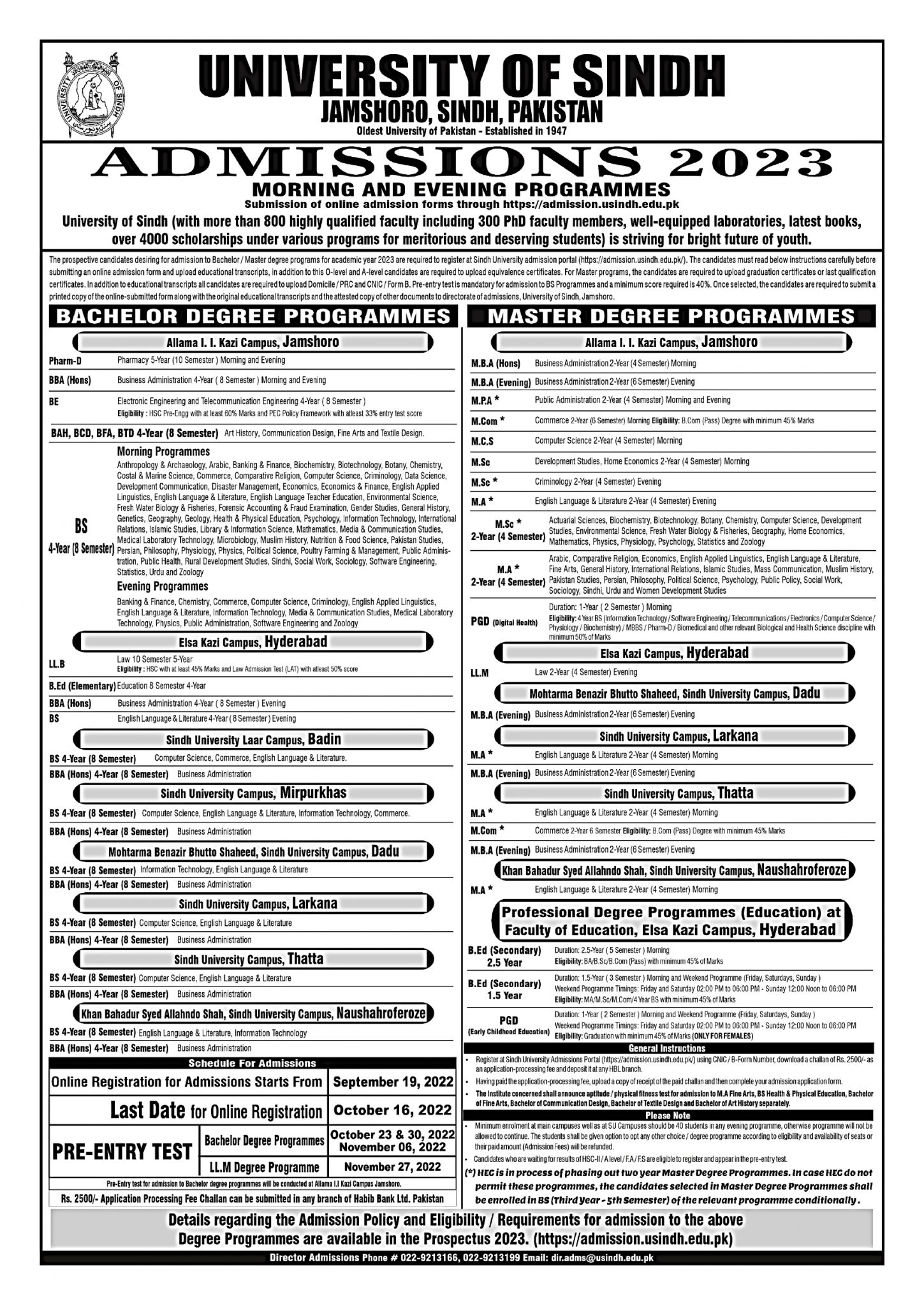 sindh-university-admission-2023-online-form-last-date